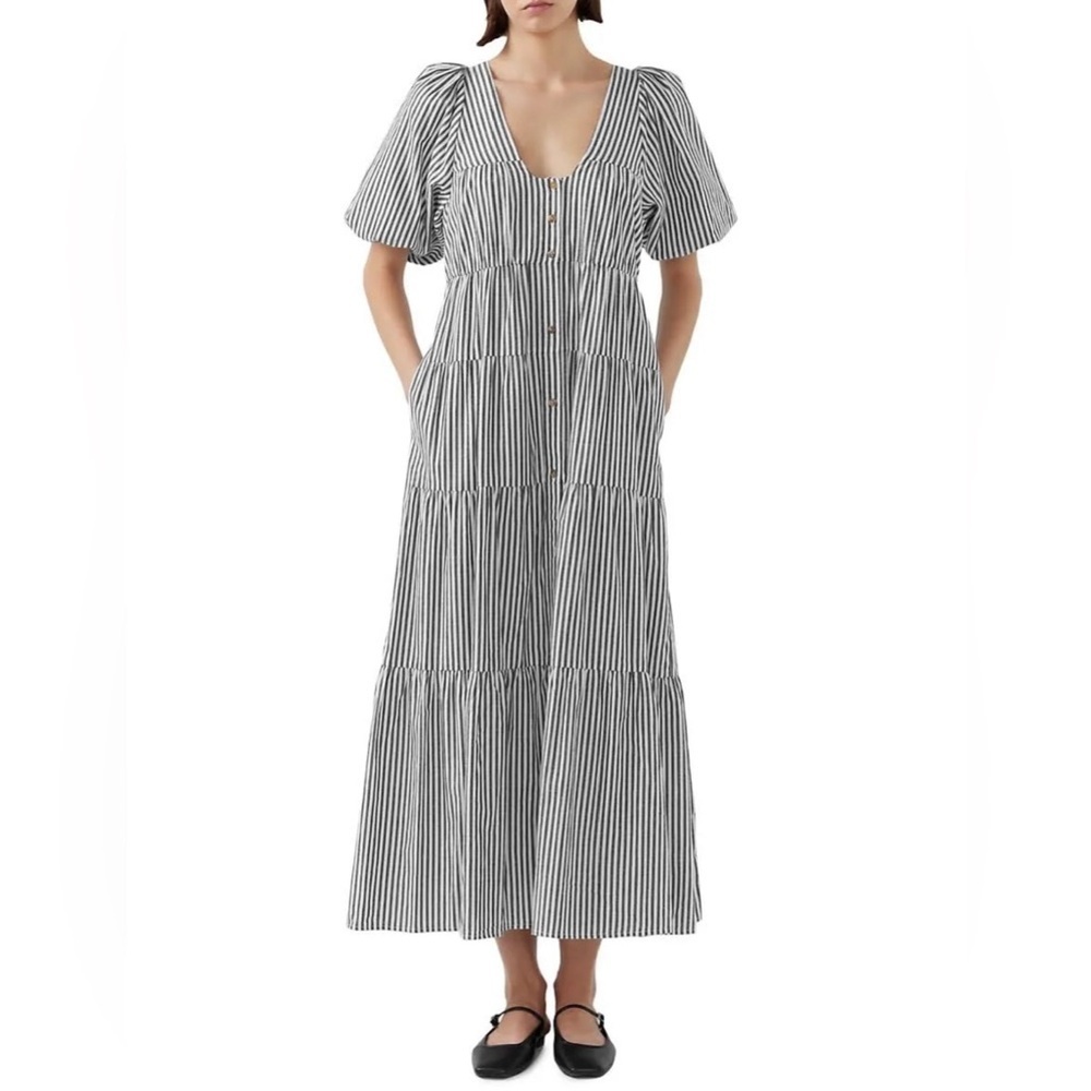 Nwot Bird & Knoll Women's Cecci Cotton Stripe Maxi Dress Size Small